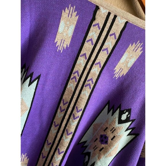 Lucchese Lightweight Alpaca Cape Peruvian Poncho Taos Collegiate Purple One Size - Picture 5 of 5